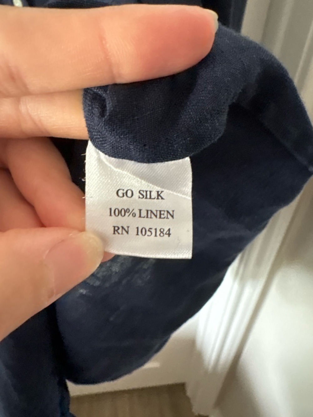 Go Silk Navy Blue Washable linen Button-Down Shirt Size XL - Picture 4 of 4